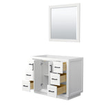 Miranda 42 Inch Single Bathroom Vanity in White No Countertop No Sink Matte Black Trim 34 Inch Mirror