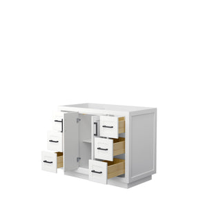 Miranda 42 Inch Single Bathroom Vanity in White No Countertop No Sink Matte Black Trim