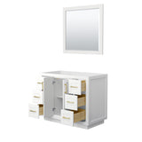 Miranda 42 Inch Single Bathroom Vanity in White No Countertop No Sink Brushed Gold Trim 34 Inch Mirror