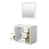 Miranda 42 Inch Single Bathroom Vanity in White No Countertop No Sink Brushed Nickel Trim 34 Inch Mirror