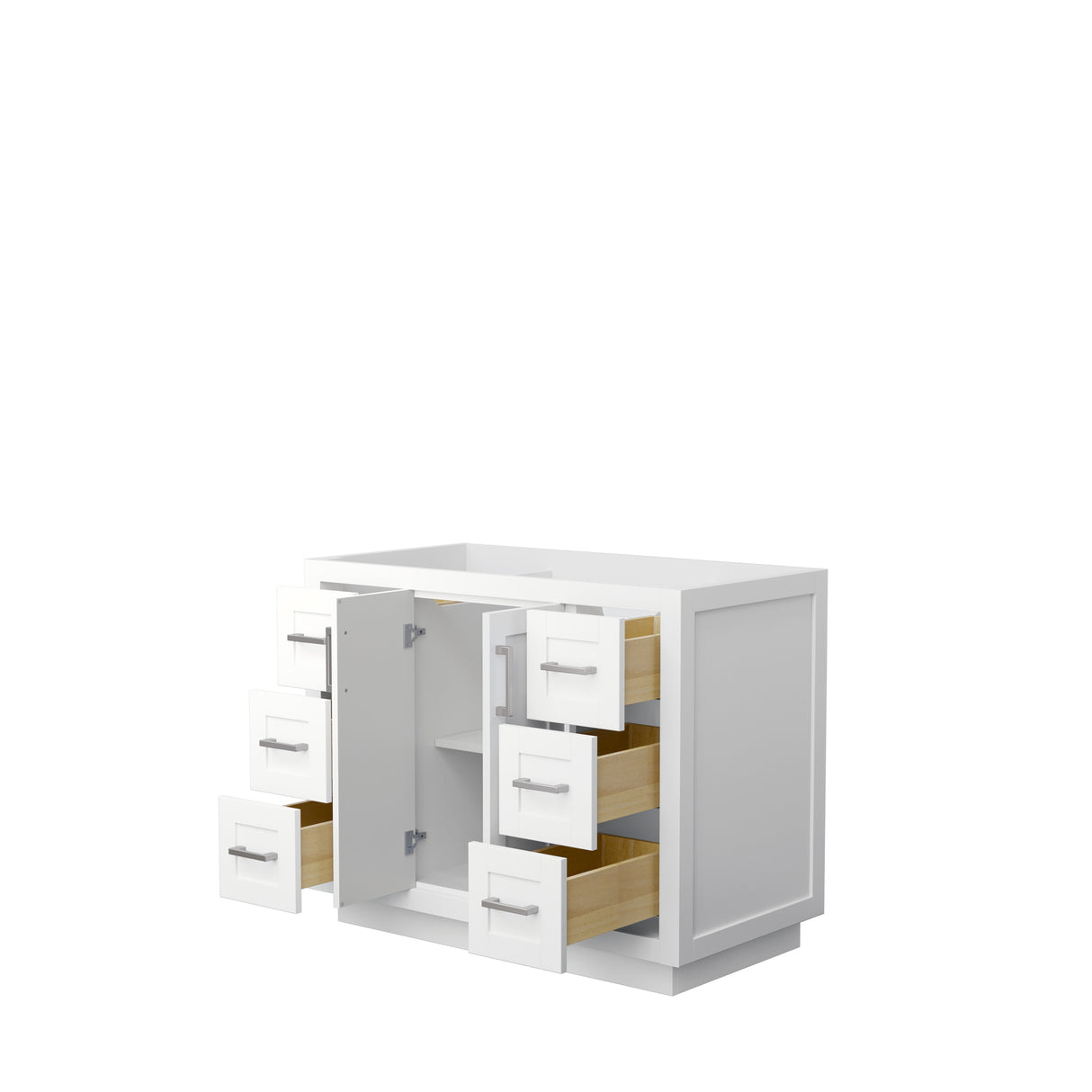 Miranda 42 Inch Single Bathroom Vanity in White No Countertop No Sink Brushed Nickel Trim