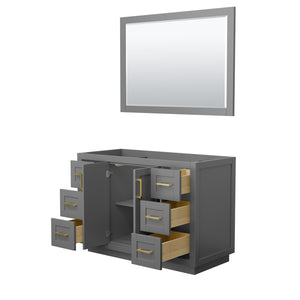 Miranda 48 Inch Single Bathroom Vanity in Dark Gray No Countertop No Sink Brushed Gold Trim 46 Inch Mirror