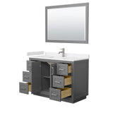 Miranda 48 Inch Single Bathroom Vanity in Dark Gray Carrara Cultured Marble Countertop Undermount Square Sink Brushed Nickel Trim 46 Inch Mirror