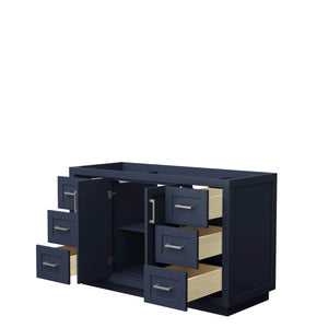 Miranda 54 Inch Single Bathroom Vanity in Dark Blue No Countertop No Sink Brushed Nickel Trim