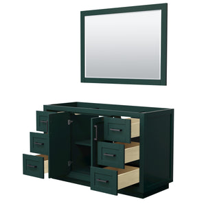 Miranda 54 Inch Single Bathroom Vanity in Green No Countertop No Sink Matte Black Trim 46 Inch Mirror