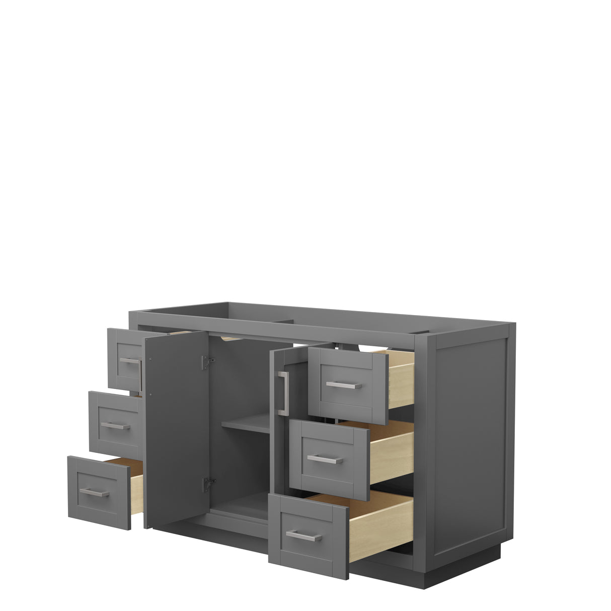 Miranda 54 Inch Single Bathroom Vanity in Dark Gray No Countertop No Sink Brushed Nickel Trim