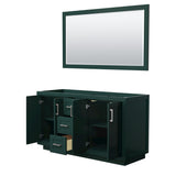 Miranda 60 Inch Double Bathroom Vanity in Green No Countertop No Sink Brushed Nickel Trim 58 Inch Mirror