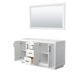 Miranda 60 Inch Double Bathroom Vanity in White No Countertop No Sink Matte Black Trim 58 Inch Mirror