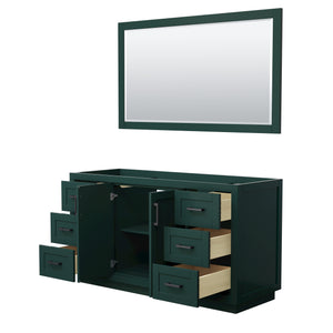 Miranda 60 Inch Single Bathroom Vanity in Green No Countertop No Sink Matte Black Trim 58 Inch Mirror