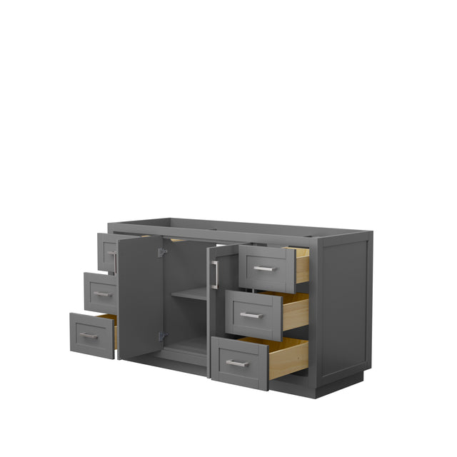Miranda 60 Inch Single Bathroom Vanity in Dark Gray No Countertop No Sink Brushed Nickel Trim