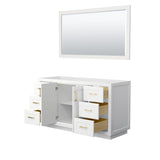 Miranda 60 Inch Single Bathroom Vanity in White No Countertop No Sink Brushed Gold Trim 58 Inch Mirror