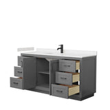 Miranda 66 Inch Single Bathroom Vanity in Dark Gray Carrara Cultured Marble Countertop Undermount Square Sink Matte Black Trim