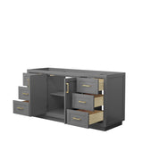 Miranda 66 Inch Single Bathroom Vanity in Dark Gray No Countertop No Sink Brushed Gold Trim
