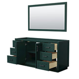 Miranda 66 Inch Single Bathroom Vanity in Green No Countertop No Sink Matte Black Trim 58 Inch Mirror