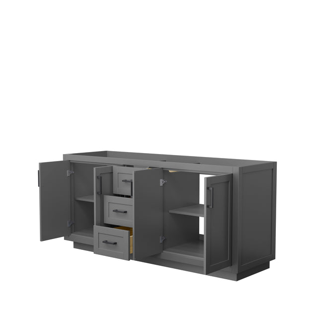 Miranda 72 Inch Double Bathroom Vanity in Dark Gray No Countertop No Sink Matte Black Trim