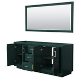 Miranda 72 Inch Double Bathroom Vanity in Green No Countertop No Sink Brushed Nickel Trim 70 Inch Mirror