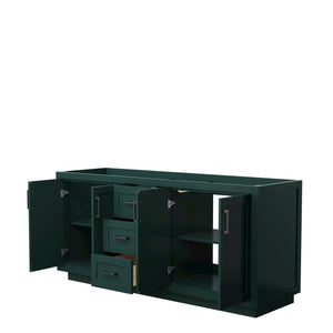 Miranda 72 Inch Double Bathroom Vanity in Green No Countertop No Sink Matte Black Trim