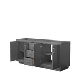 Miranda 72 Inch Double Bathroom Vanity in Dark Gray No Countertop No Sink Brushed Nickel Trim