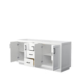 Miranda 72 Inch Double Bathroom Vanity in White No Countertop No Sink Matte Black Trim