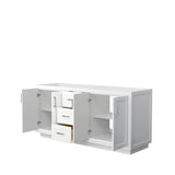 Miranda 72 Inch Double Bathroom Vanity in White No Countertop No Sink Brushed Nickel Trim