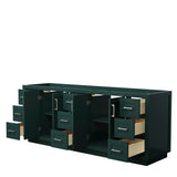 Miranda 84 Inch Double Bathroom Vanity in Green No Countertop No Sink Brushed Nickel Trim
