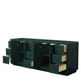 Miranda 84 Inch Double Bathroom Vanity in Green No Countertop No Sink Matte Black Trim