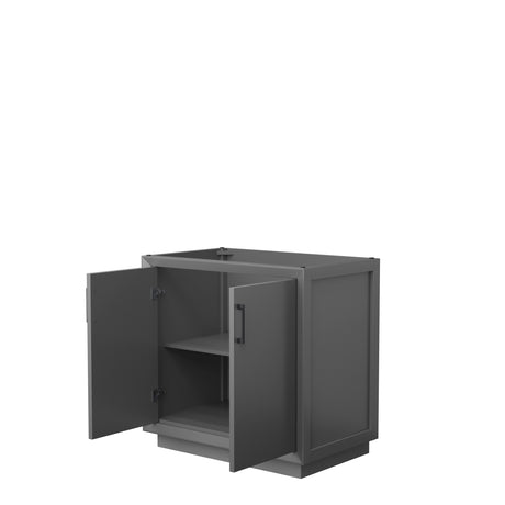 Strada 36 Inch Single Bathroom Vanity in Dark Gray No Countertop No Sink Matte Black Trim