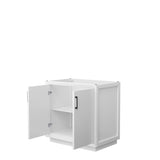 Strada 36 Inch Single Bathroom Vanity in White No Countertop No Sink Matte Black Trim