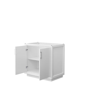Strada 36 Inch Single Bathroom Vanity in White No Countertop No Sink Brushed Nickel Trim