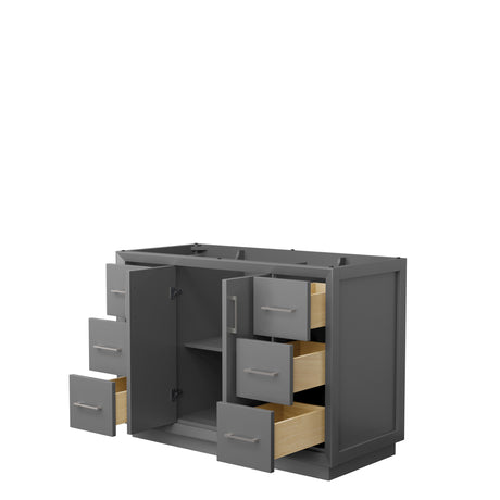 Strada 48 Inch Single Bathroom Vanity in Dark Gray No Countertop No Sink Brushed Nickel Trim