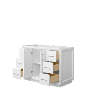 Strada 48 Inch Single Bathroom Vanity in White No Countertop No Sink Brushed Nickel Trim