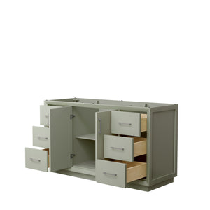 Strada 60 Inch Single Bathroom Vanity in Light Green No Countertop No Sink Brushed Nickel Trim