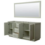 Strada 72 Inch Double Bathroom Vanity in Light Green No Countertop No Sink Brushed Nickel Trim 70 Inch Mirror