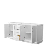 Strada 72 Inch Double Bathroom Vanity in White No Countertop No Sink Brushed Nickel Trim