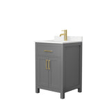 Beckett 24 Inch Single Bathroom Vanity in Dark Gray Carrara Cultured Marble Countertop Undermount Square Sink Brushed Gold Trim