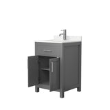 Beckett 24 Inch Single Bathroom Vanity in Dark Gray Carrara Cultured Marble Countertop Undermount Square Sink Brushed Nickel Trim