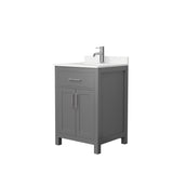 Beckett 24 Inch Single Bathroom Vanity in Dark Gray Carrara Cultured Marble Countertop Undermount Square Sink Brushed Nickel Trim