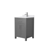 Beckett 24 Inch Single Bathroom Vanity in Dark Gray White Cultured Marble Countertop Undermount Square Sink Brushed Nickel Trim