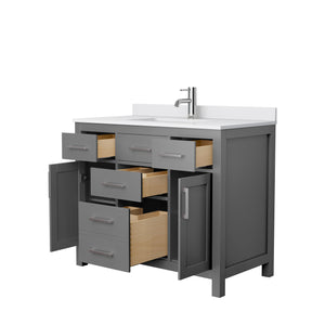 Beckett 42 Inch Single Bathroom Vanity in Dark Gray White Cultured Marble Countertop Undermount Square Sink No Mirror