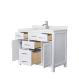 Beckett 42 Inch Single Bathroom Vanity in White White Cultured Marble Countertop Undermount Square Sink No Mirror