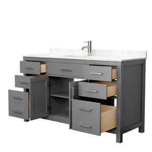Beckett 60 Inch Single Bathroom Vanity in Dark Gray Carrara Cultured Marble Countertop Undermount Square Sink No Mirror