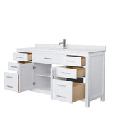 Beckett 66 Inch Single Bathroom Vanity in White White Cultured Marble Countertop Undermount Square Sink No Mirror