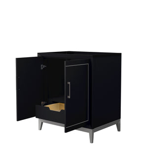 Marlena 30 Inch Single Bathroom Vanity in Black No Countertop No Sink Brushed Nickel Trim
