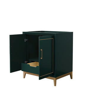 Marlena 30 Inch Single Bathroom Vanity in Green No Countertop No Sink Satin Bronze Trim