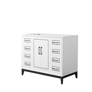 Marlena 42 Inch Single Bathroom Vanity in White No Countertop No Sink Matte Black Trim