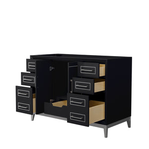 Marlena 48 Inch Single Bathroom Vanity in Black No Countertop No Sink Brushed Nickel Trim