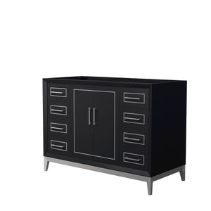 Marlena 48 Inch Single Bathroom Vanity in Black No Countertop No Sink Brushed Nickel Trim