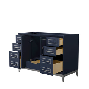 Marlena 48 Inch Single Bathroom Vanity in Dark Blue No Countertop No Sink Brushed Nickel Trim