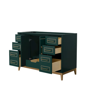 Marlena 48 Inch Single Bathroom Vanity in Green No Countertop No Sink Satin Bronze Trim