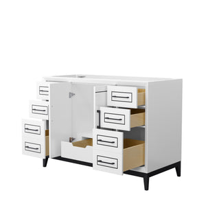 Marlena 48 Inch Single Bathroom Vanity in White No Countertop No Sink Matte Black Trim